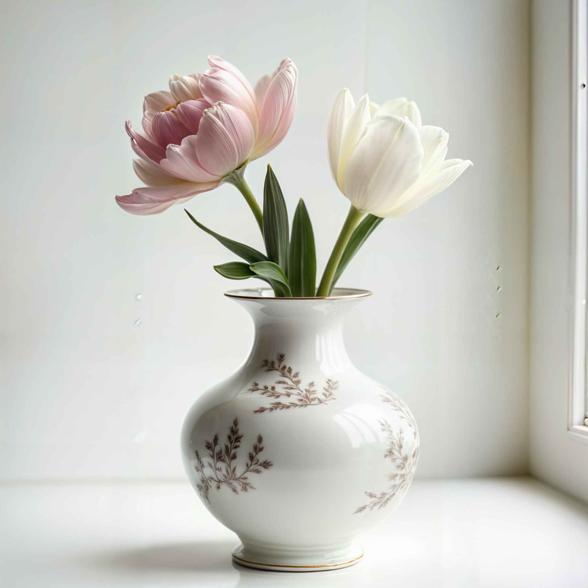 a_short_vintage_porcelain_vase_with_subtle_floral_engravings_holding_only_two_elegantly_arranged_fl_gcknuci5nr3d3xqtjuez_3-enhanced_11zon